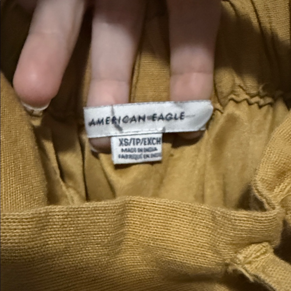 🌻 American Eagle Linen Blend Paperbag Waist Pants – Mustard Yellow (XS) - Picture 2 of 11